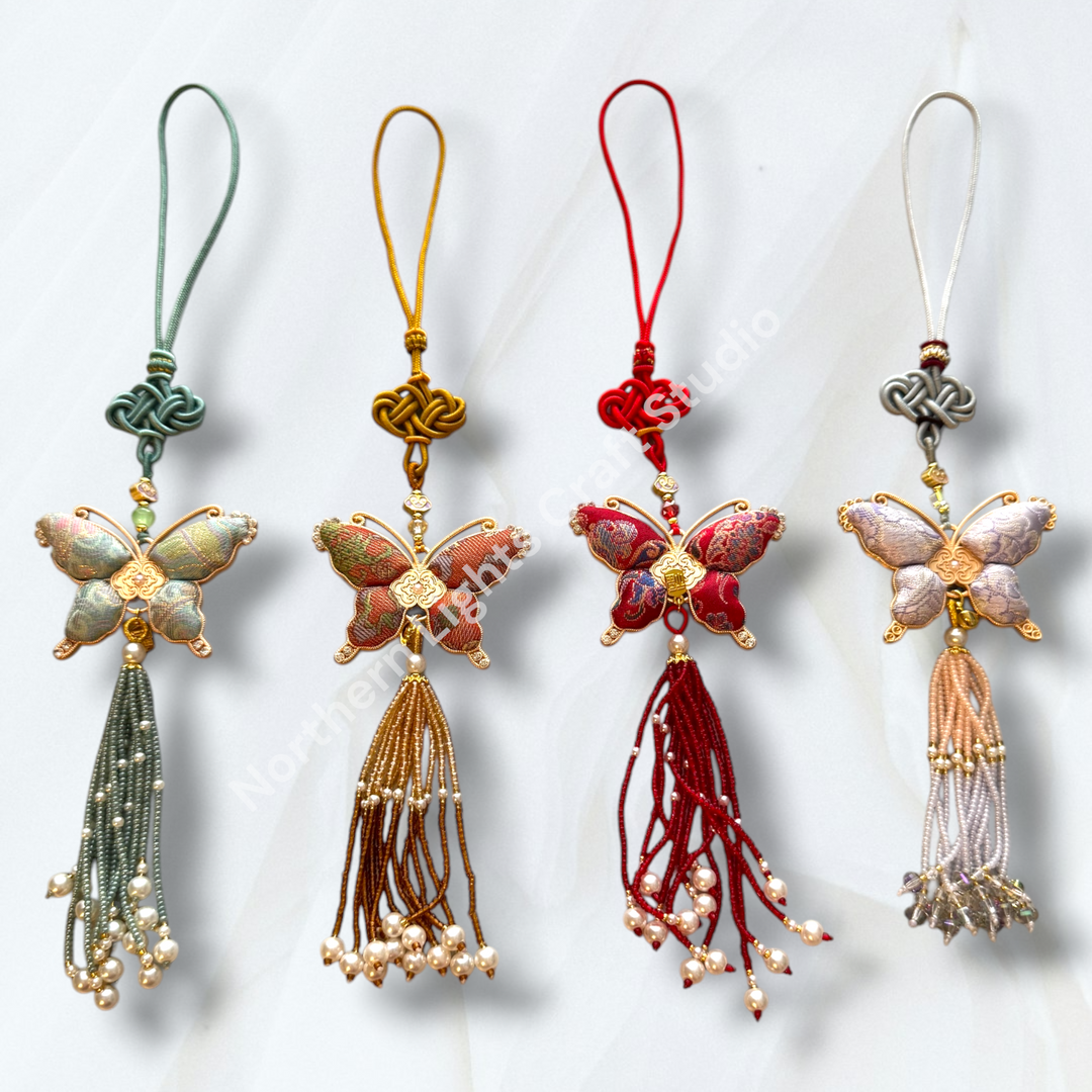 Song Brocade Long Butterfly Keychain / Decorative Hanging Charm