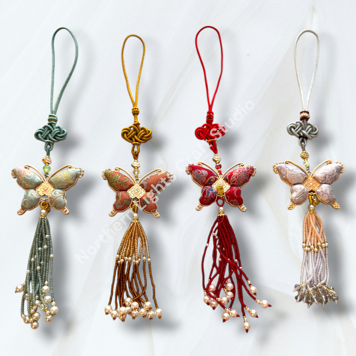 Song Brocade Long Butterfly Keychain / Decorative Hanging Charm