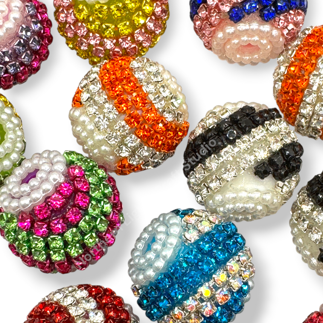 Rhinestone Swirl Fancy Acrylic 20mm Mix - 7pc.
