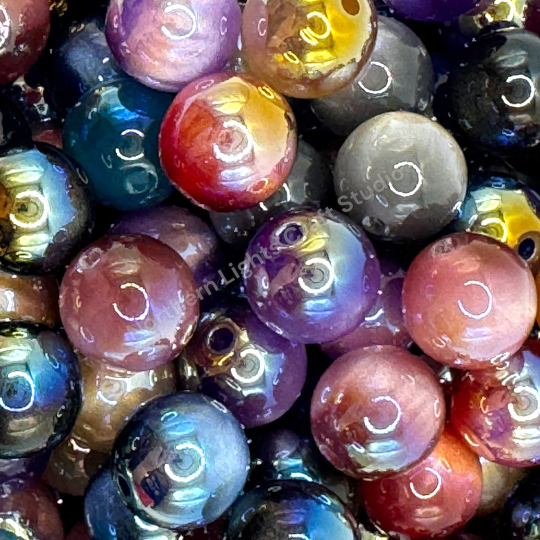 UV Cat Eye Shiny 12mm Dark Color Mix -25pc