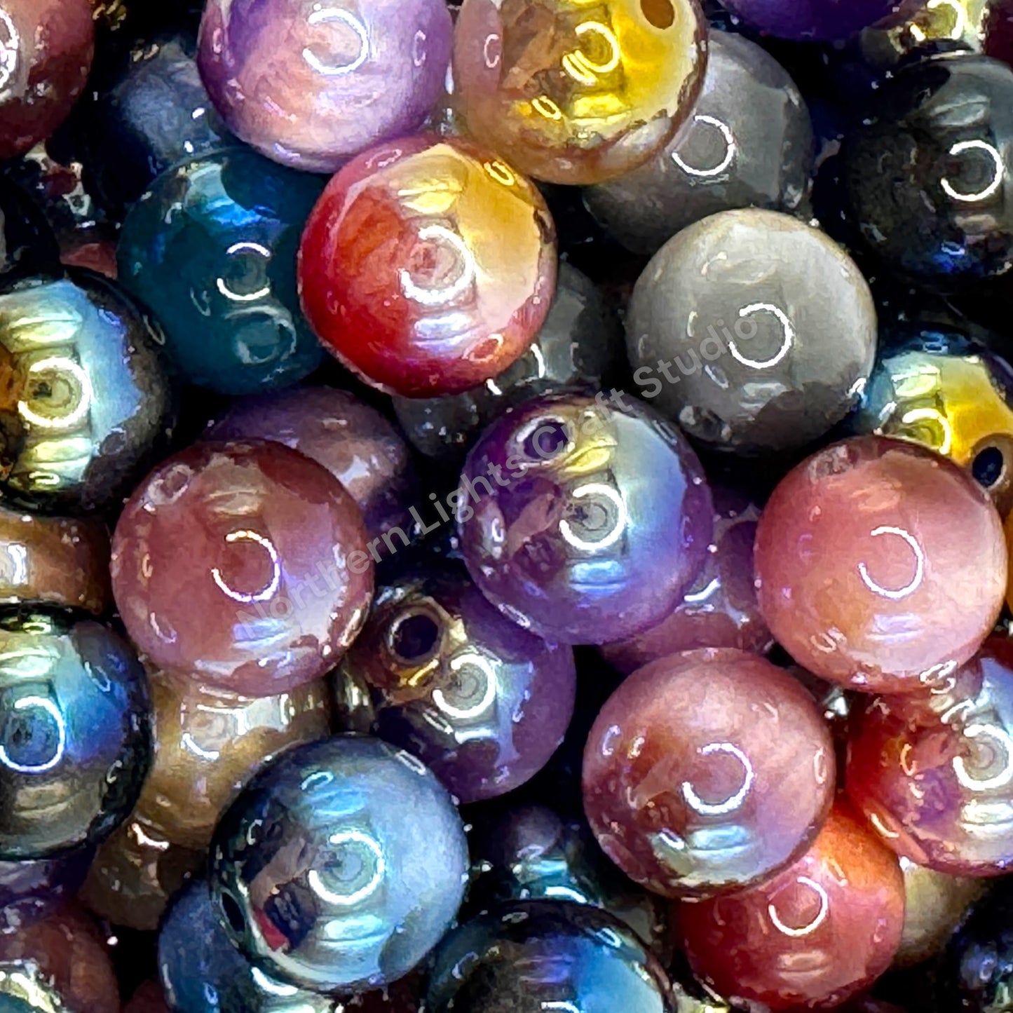 UV Cat Eye Shiny 12mm Dark Color Mix -25pc