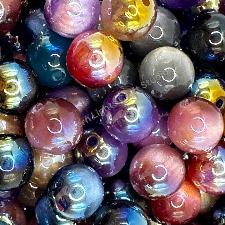 UV Cat Eye Shiny 12mm Dark Color Mix -25pc