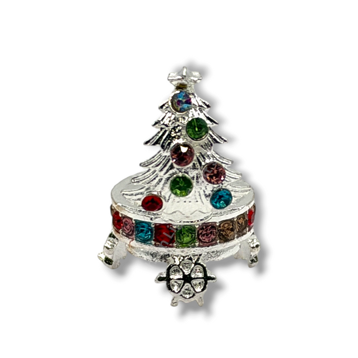 Christmas Tree Rhinestone Metal Alloy Bead Cap Spacer For 16mm Beads- 5pc.