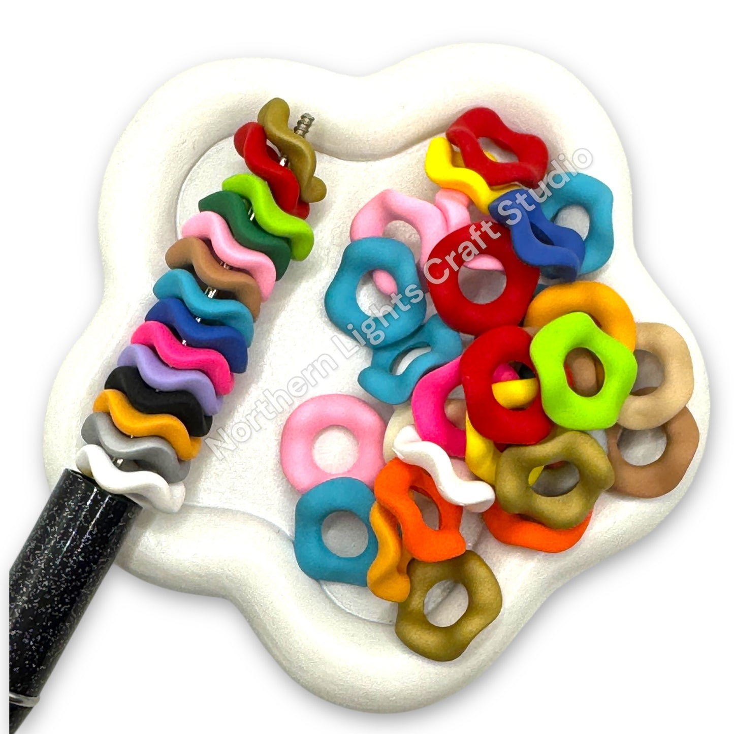Wavy Spacer 20mm Matte or Shiny Mix Color - 25pc.