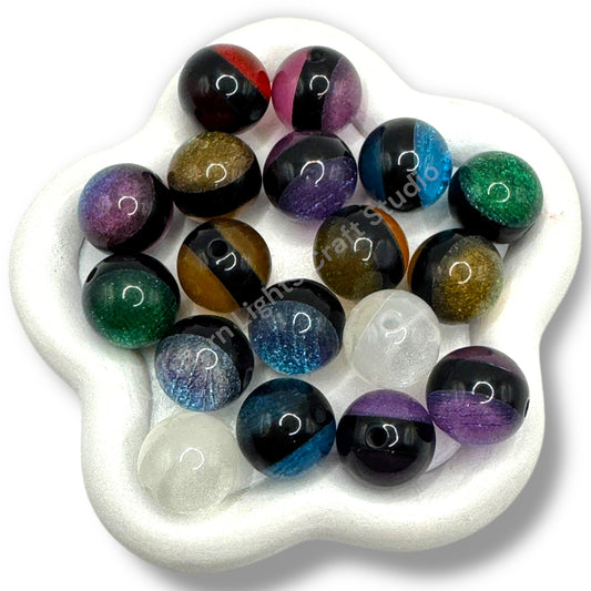 Glitter Core Stripe Premium Luxury Beads 16mm - 20pc. mix