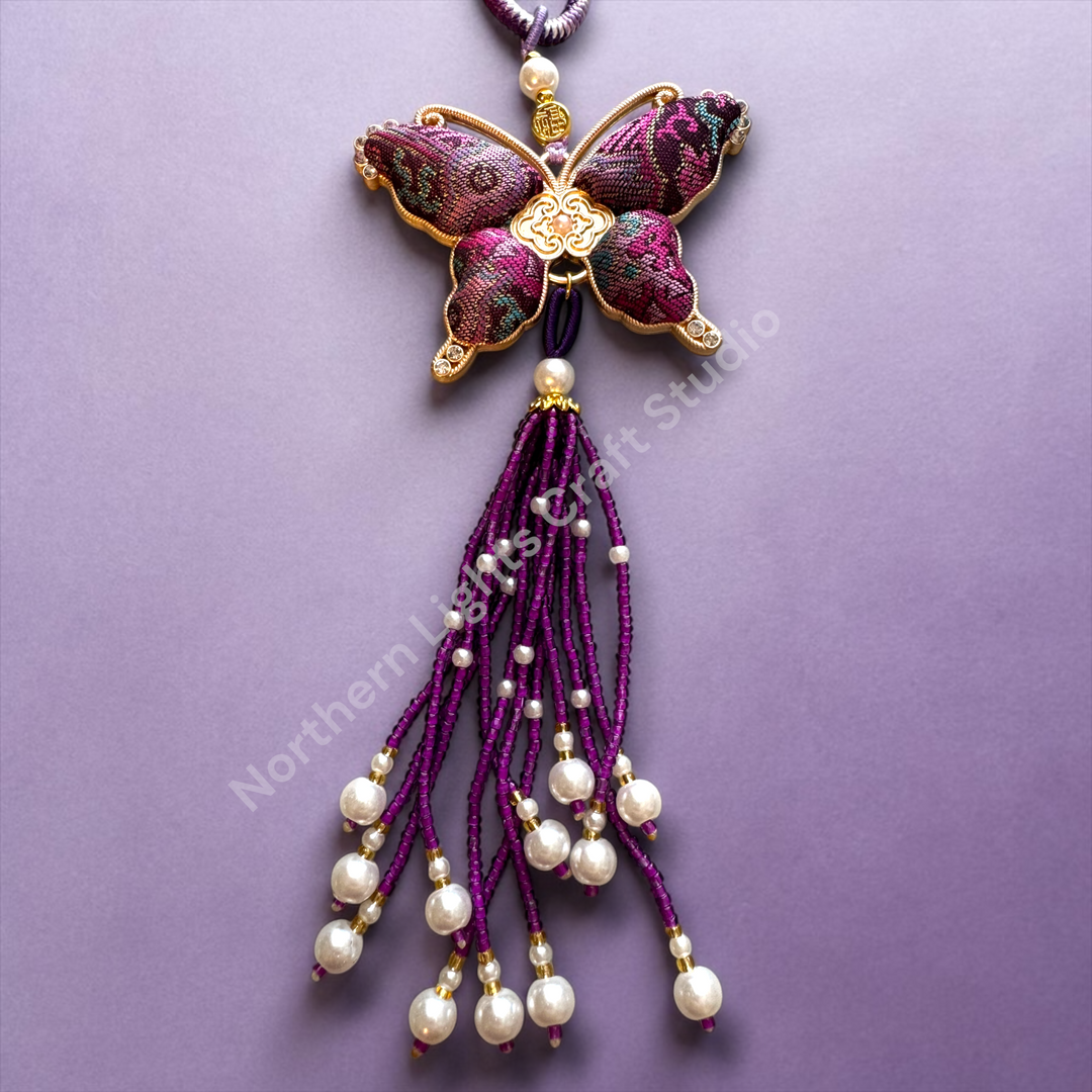 Song Brocade Short Butterfly Keychain / Decorative Hanging Charm