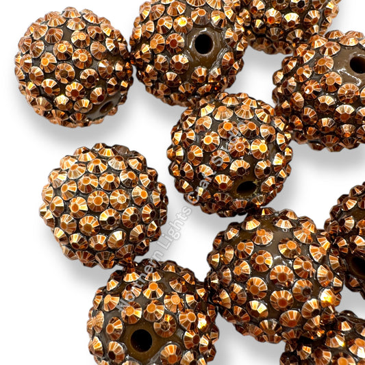 Copper Color Acrylic Rhinestone Bubblegum Beads - 10pc.