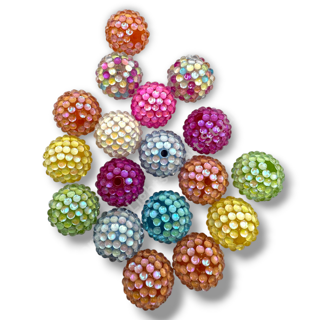 Glass Bubble 20mm Acrylic Base  Fancy Beads - 9pc.
