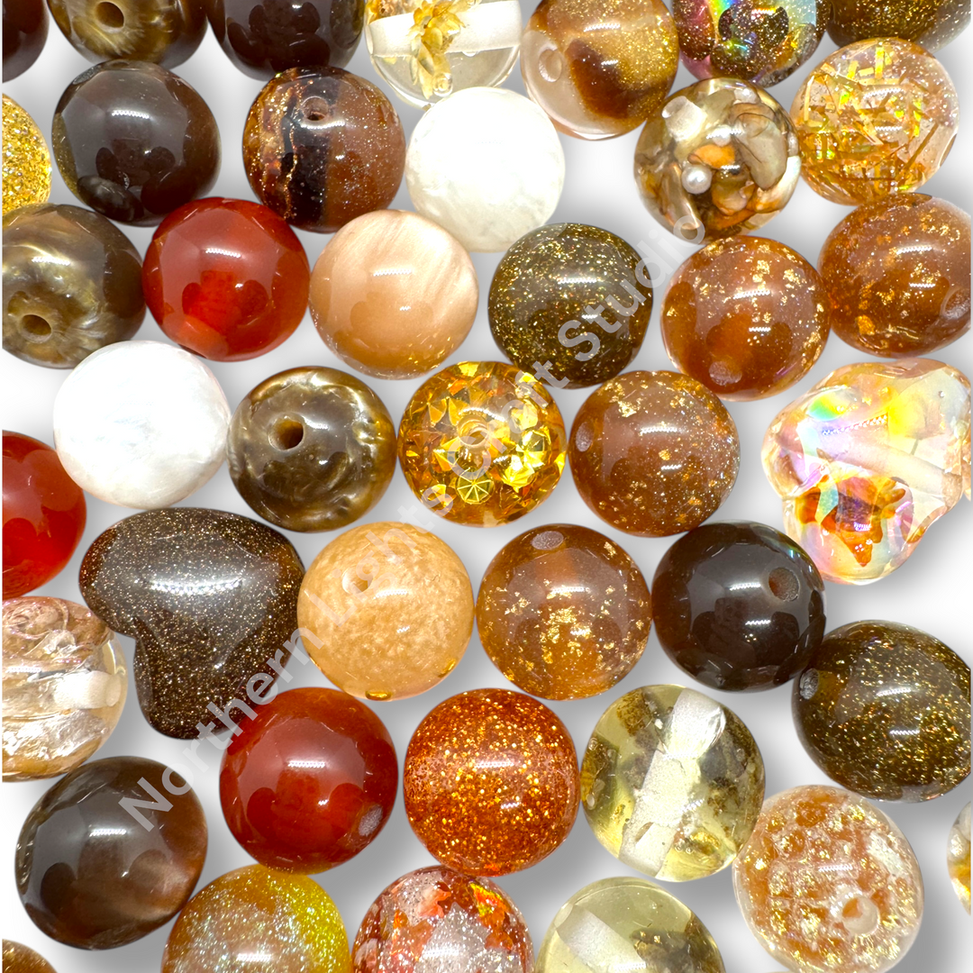 Caramel Swirl Premium Bead 16mm Resin Mix -20 pc.