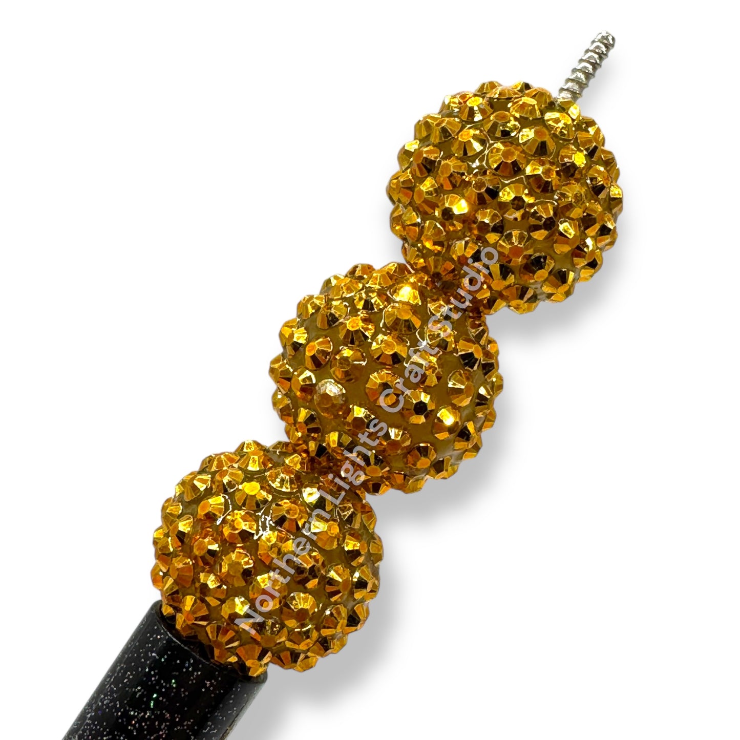 Dark Gold Color Acrylic Rhinestone Bubblegum Beads - 10pc.