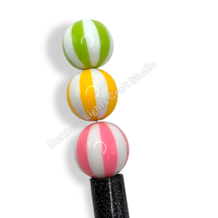 Colorful Striped 20mm Bead -10pc. mix