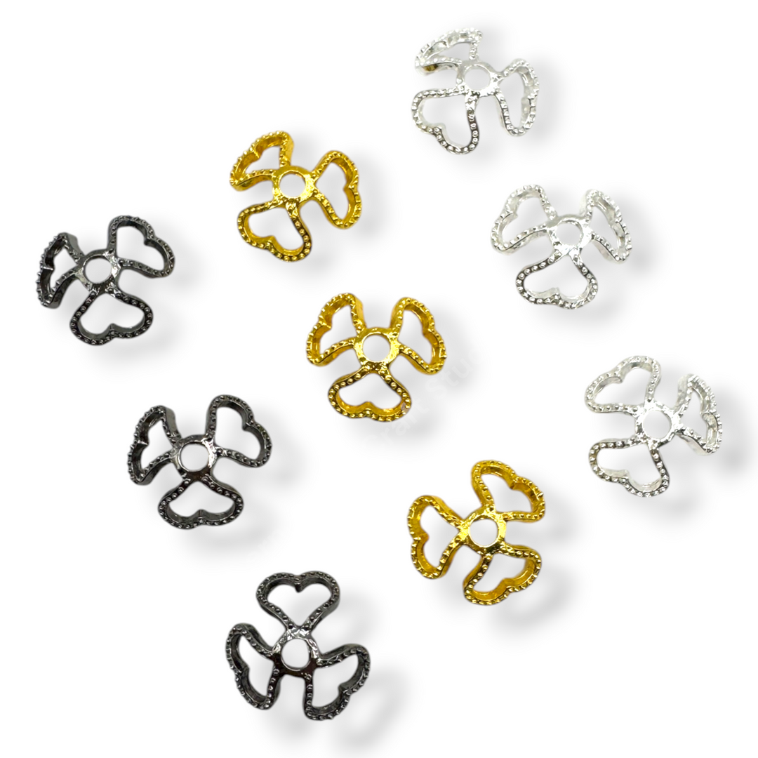 Heart Trio Metal Alloy 16mm Bead Cap  - 20pc.