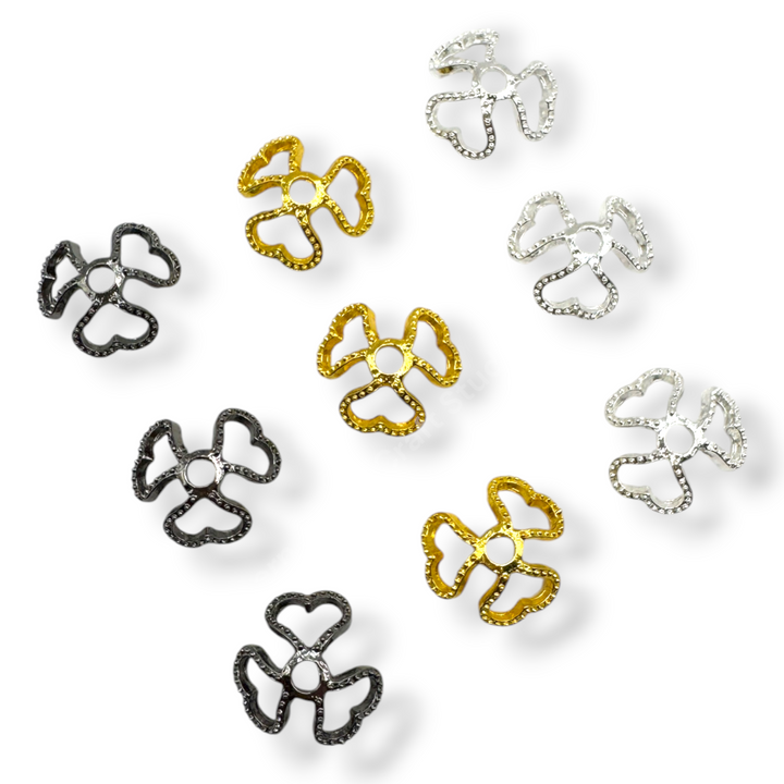 Heart Trio Metal Alloy 16mm Bead Cap  - 20pc.