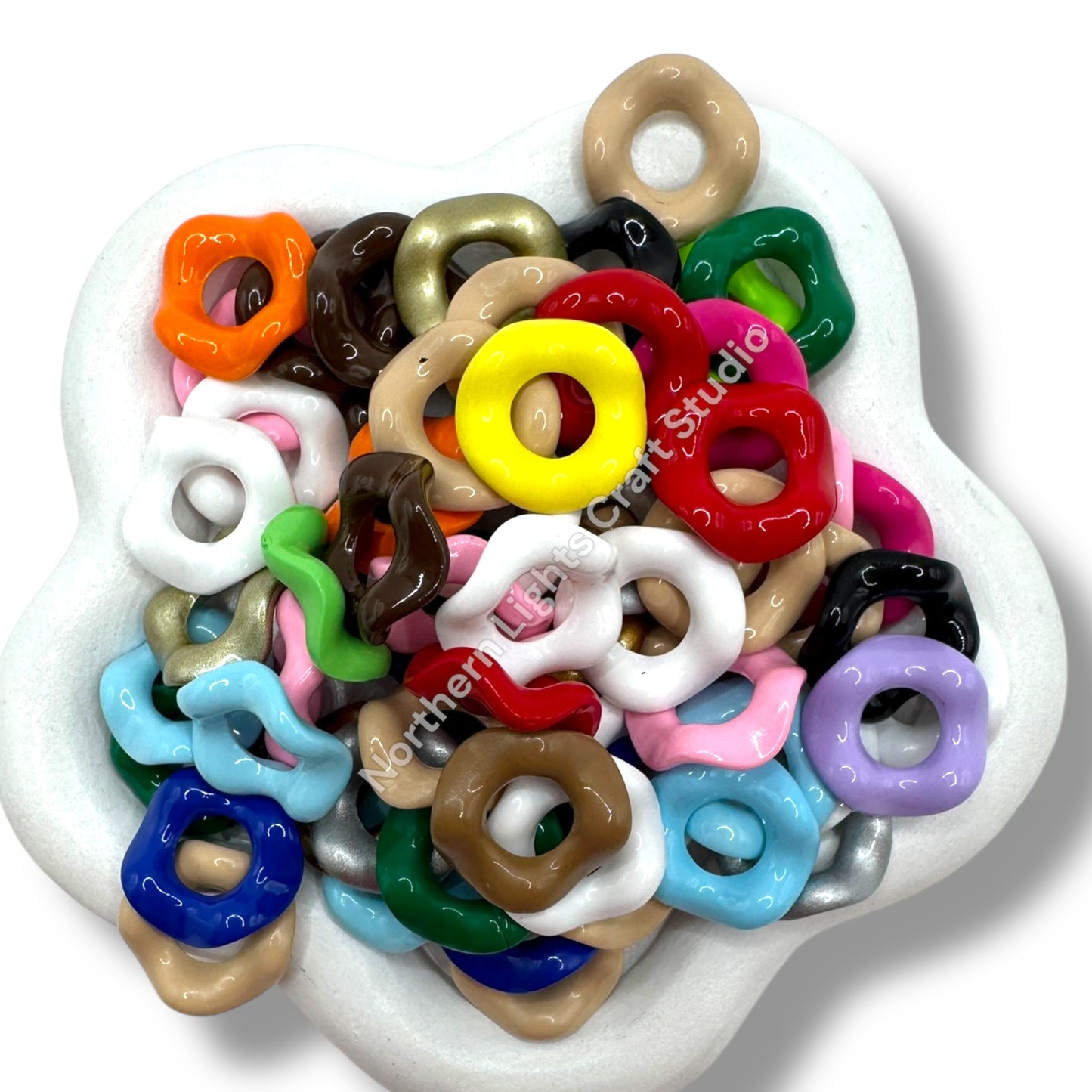 Colorful Wavy Spacer 16mm - Single Color or Mix - 50 pcs.