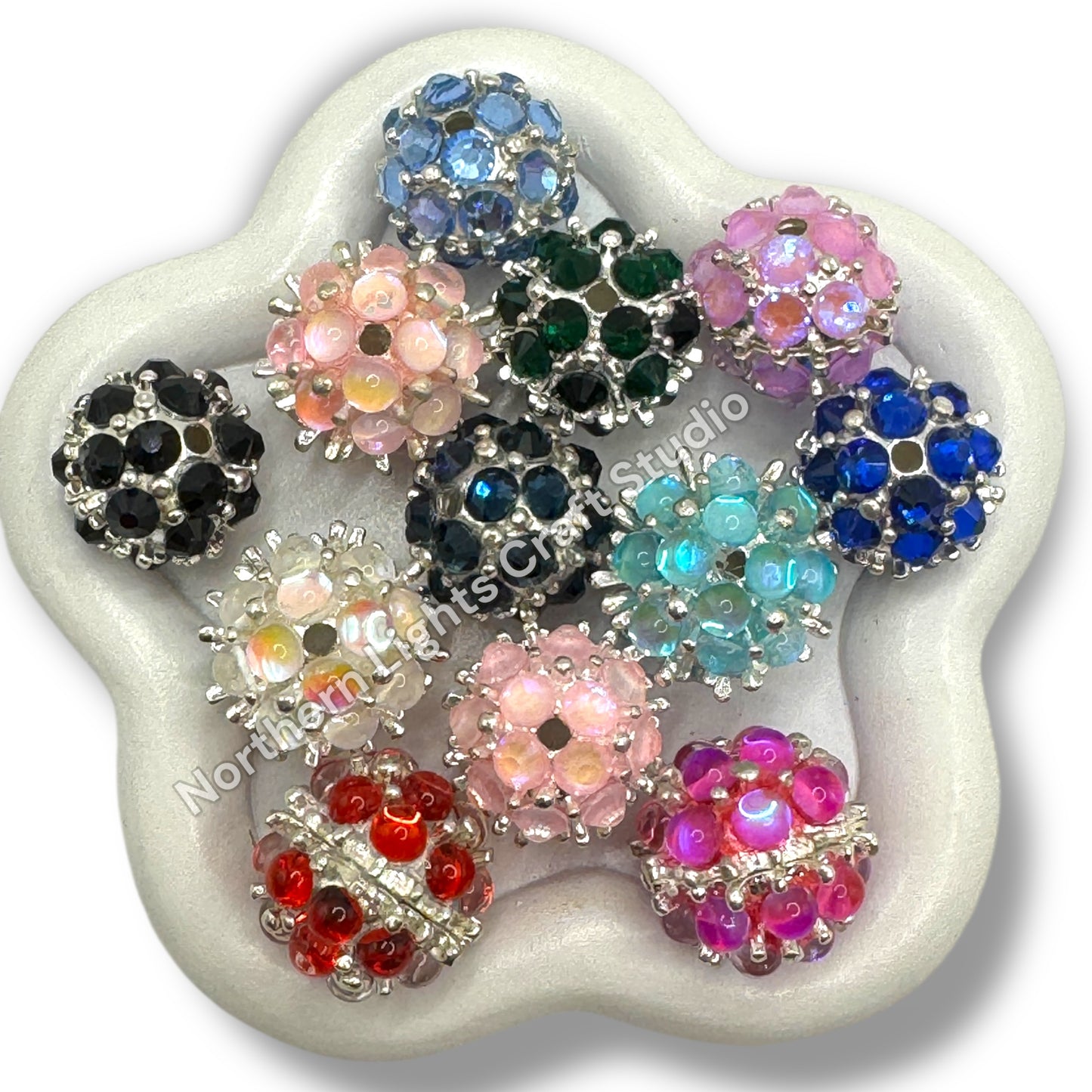 Metal Alloy Crystal Bubble Beads 18-20mm - 10pc.