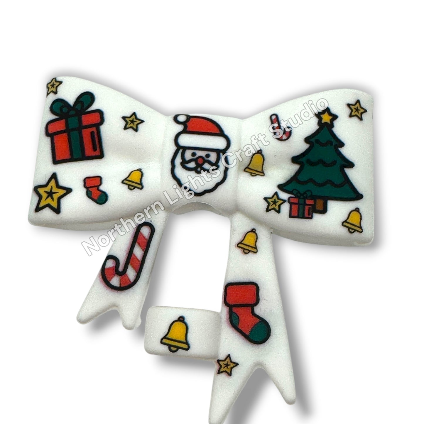 Silicone Christmas Bow Straw Cap - 1pc.