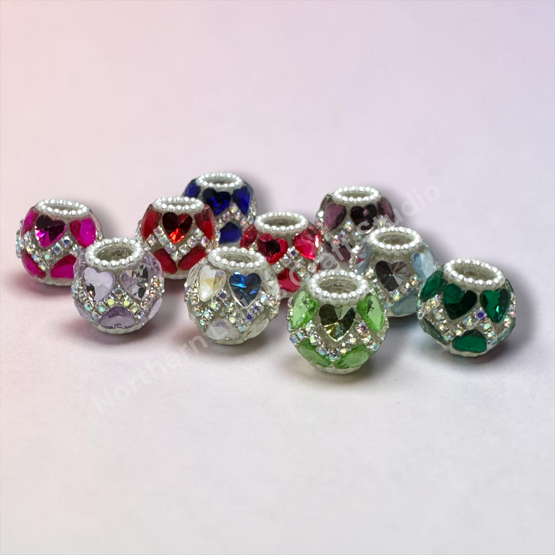 Rhinestone Zig Zag Heart Shape Crystal Fancy Bead - 4pc.