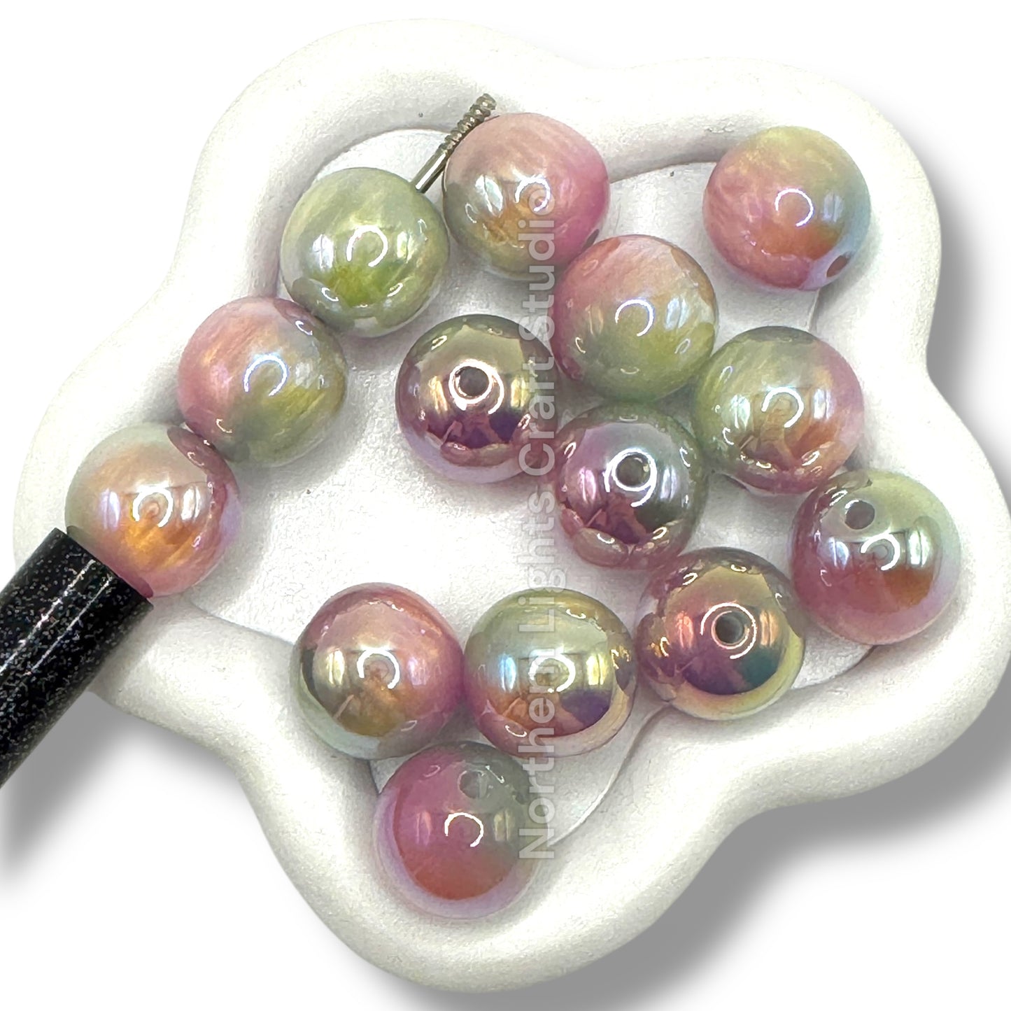 Galaxy Two Tone Pink Green Beads -16mm-20 pcs.