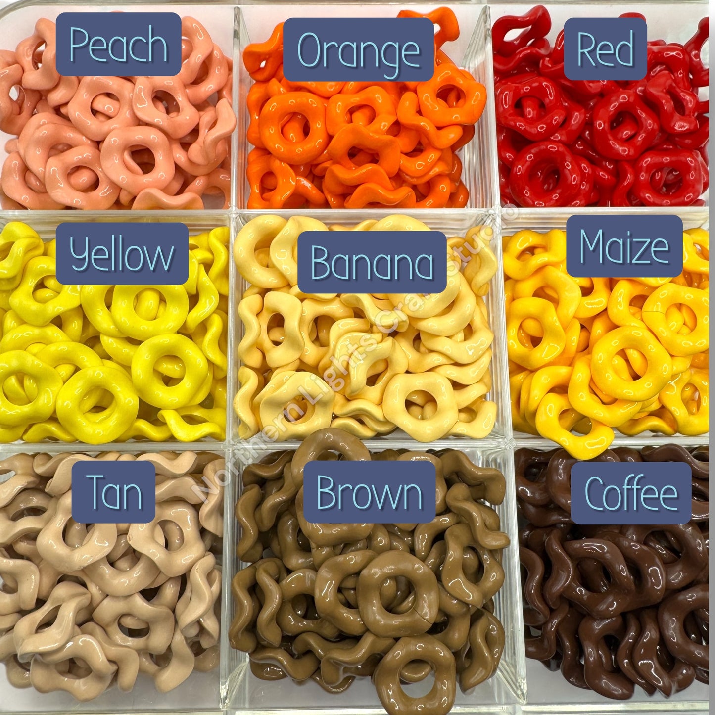 Colorful Wavy Spacer 16mm - Single Color or Mix - 50 pcs.