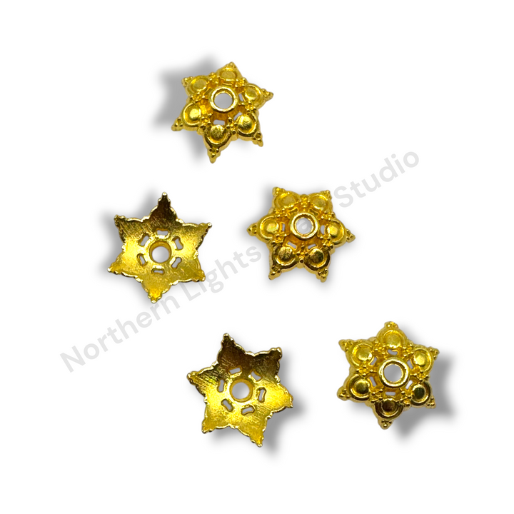 Metal Star Point 16mm Bead Cap  - 20pc.