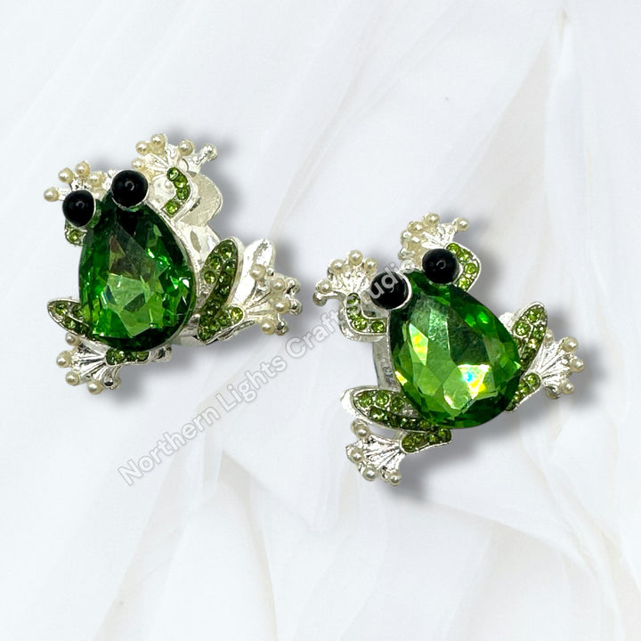 Metal Alloy Crystal Frog Bead