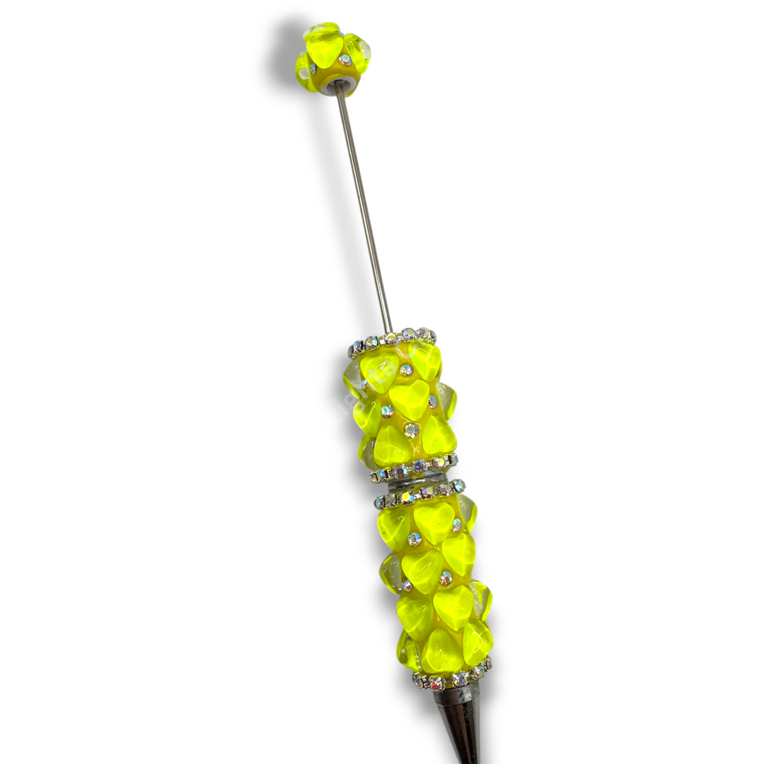 Beadable Jelly Neon Glass Heart Fancy Bling Rhinestone Pen