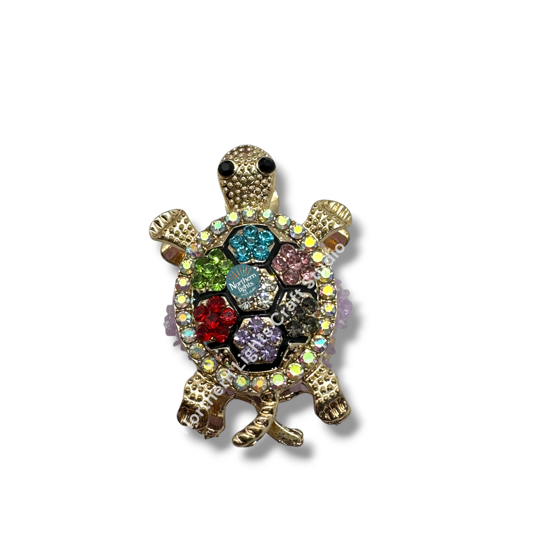 Rhinestone Double Sided Turtle Fancy Bead - READ DESCRIPTION