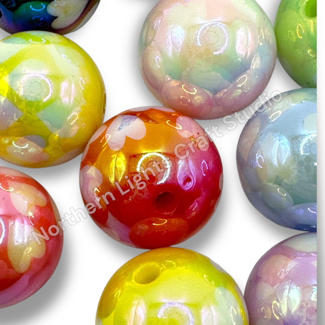 UV Printed Small Hearts Bead 20mm - 10pc.