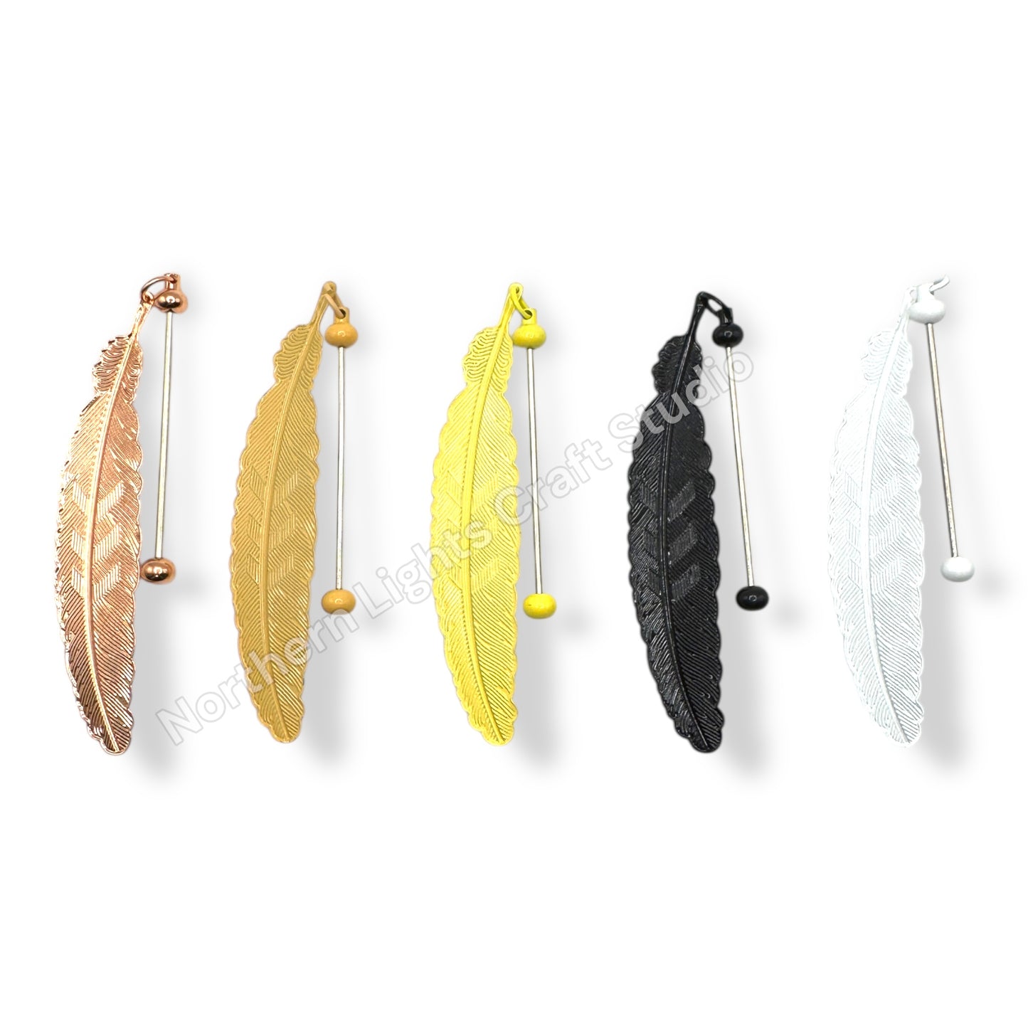 Feather Shaped Beadable Metal Bookmarks