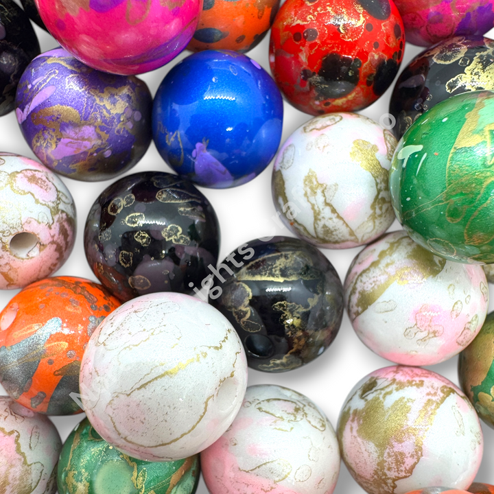 Art Deco Printed 16mm Bead Mix - 20 Pieces