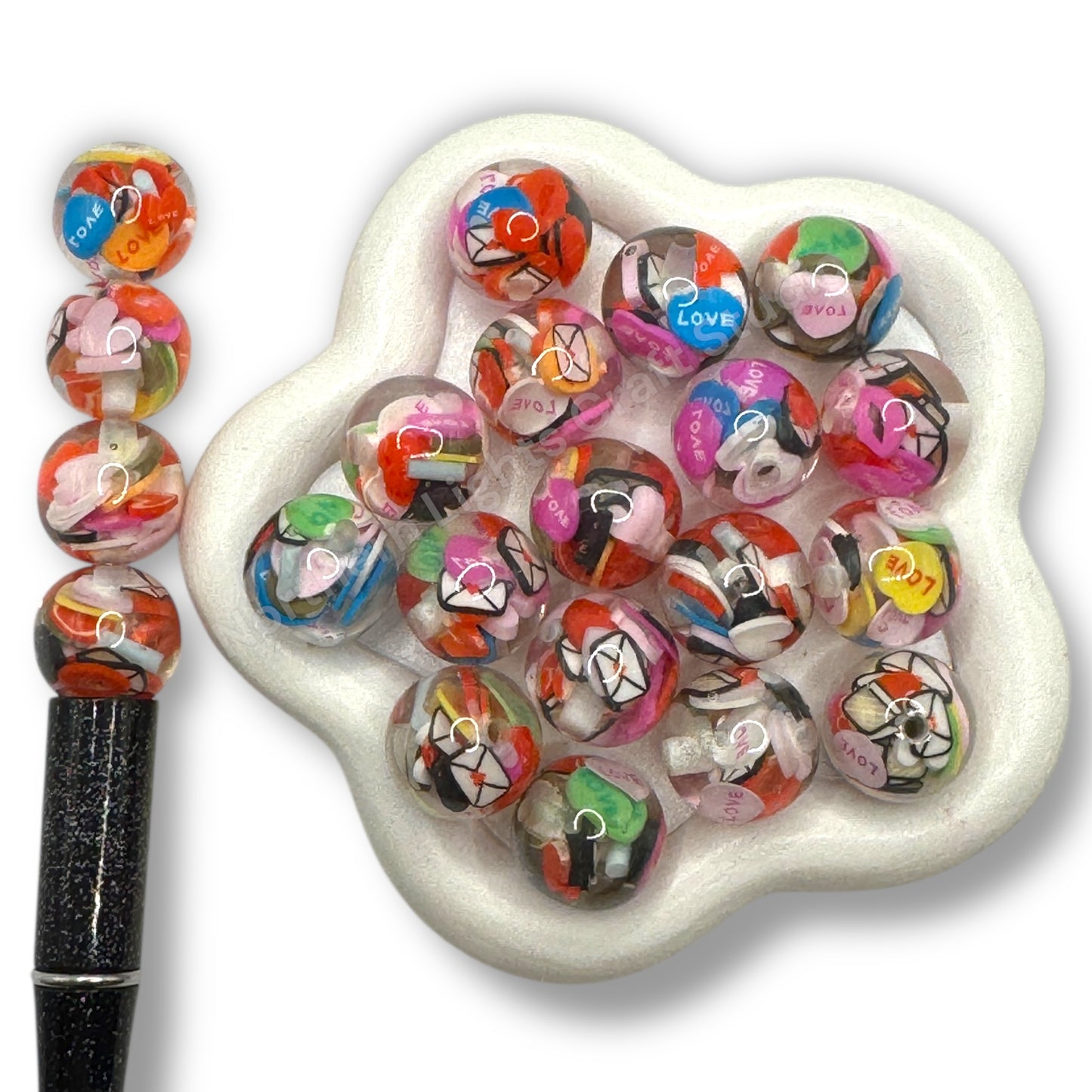 Valentine's Day Snowglobe 16mm Bead Mix - 10 pc.