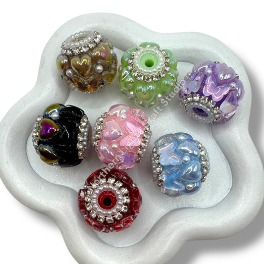 Butterfly Shiny Heart Fancy Bead -3pc.