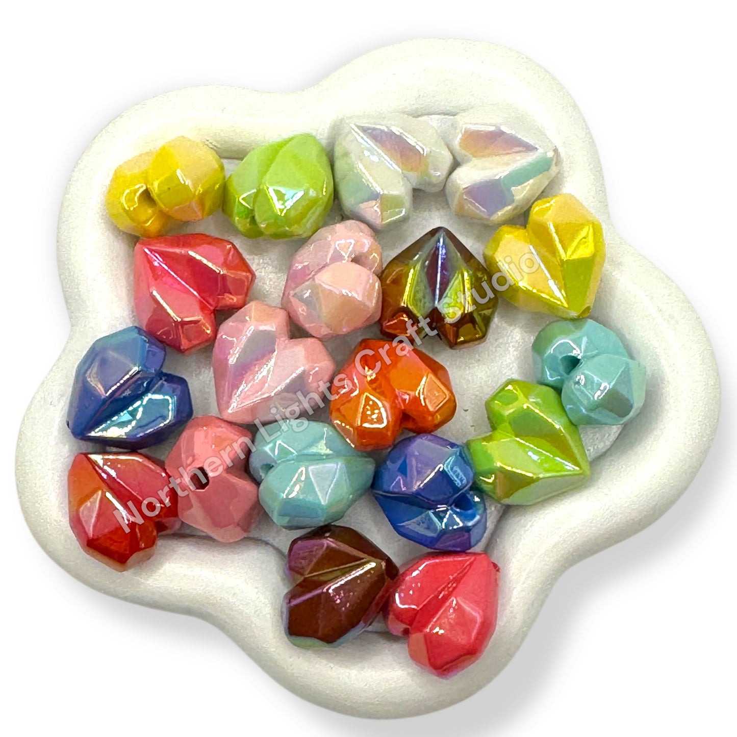 Geometric Puffy Heart Bead Mix -20pcs.