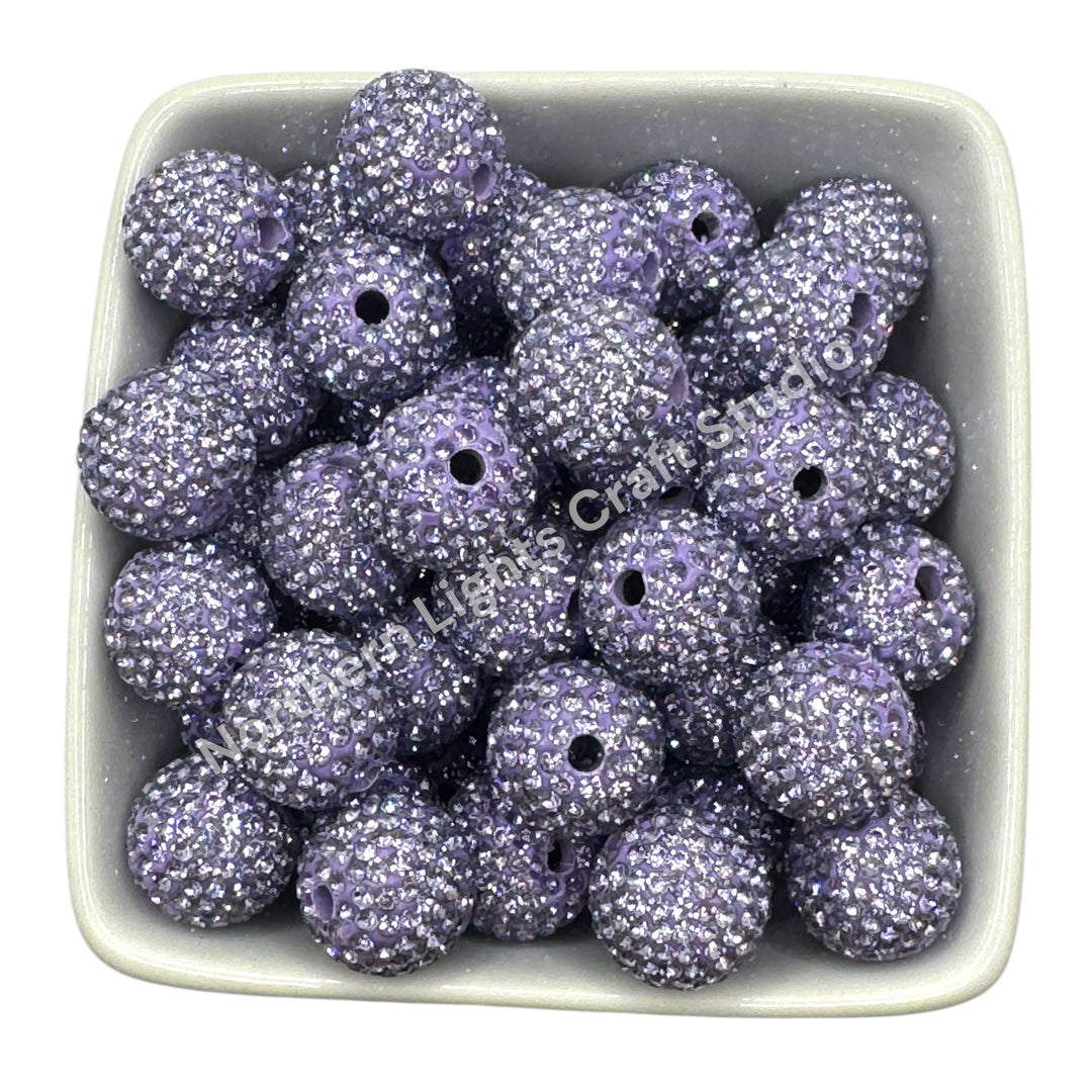 Light Purple Rhinestone Clay Base Beads-16mm - 10pc.