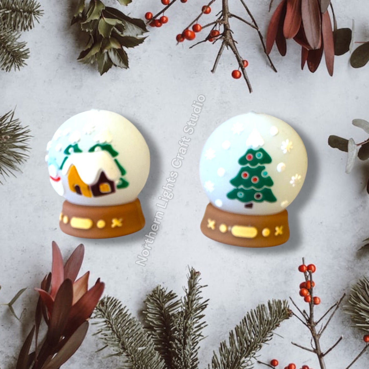 3D Christmas Snowglobe Silicone Focal Bead