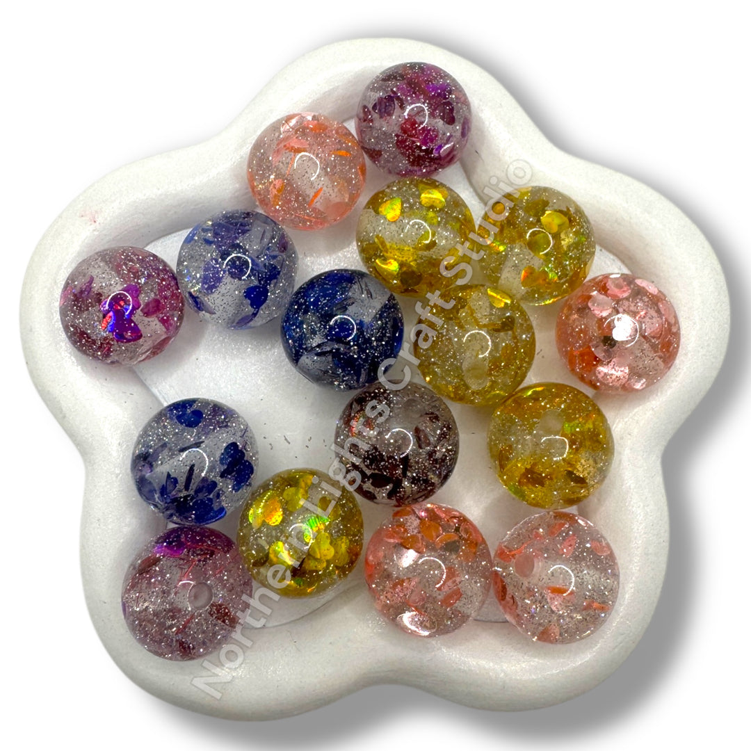 Glitter Foil Heart Beads 16mm - 20pc.