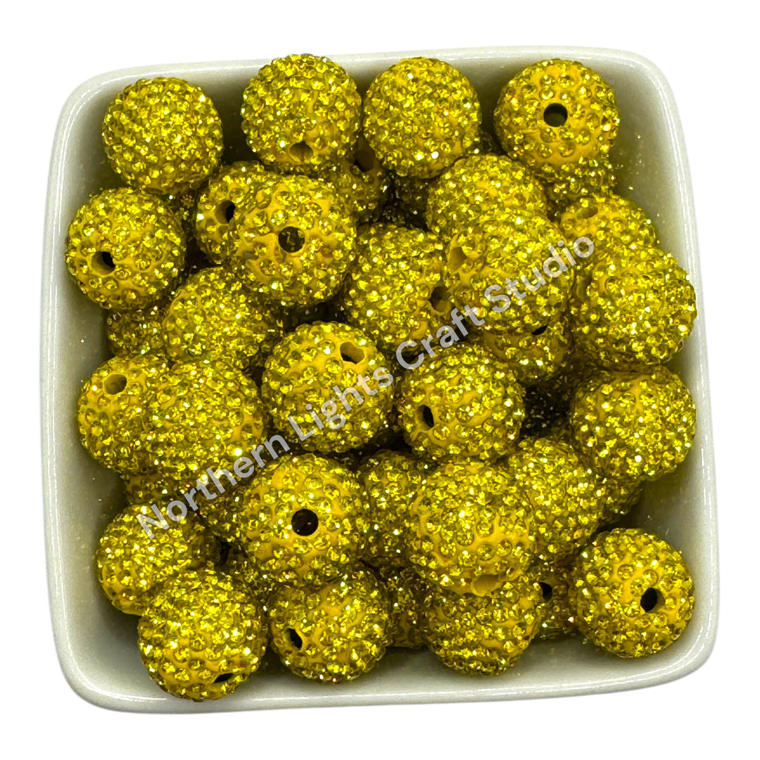 Yellow Rhinestone Clay BaseBeads-16mm - 10pc.