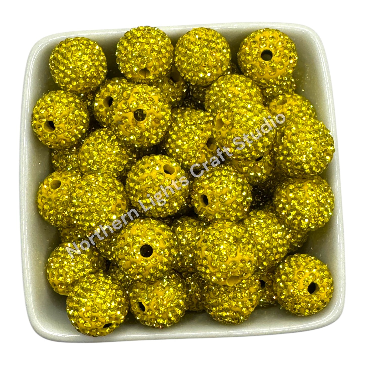 Yellow Rhinestone Beads-16mm - 10pc.