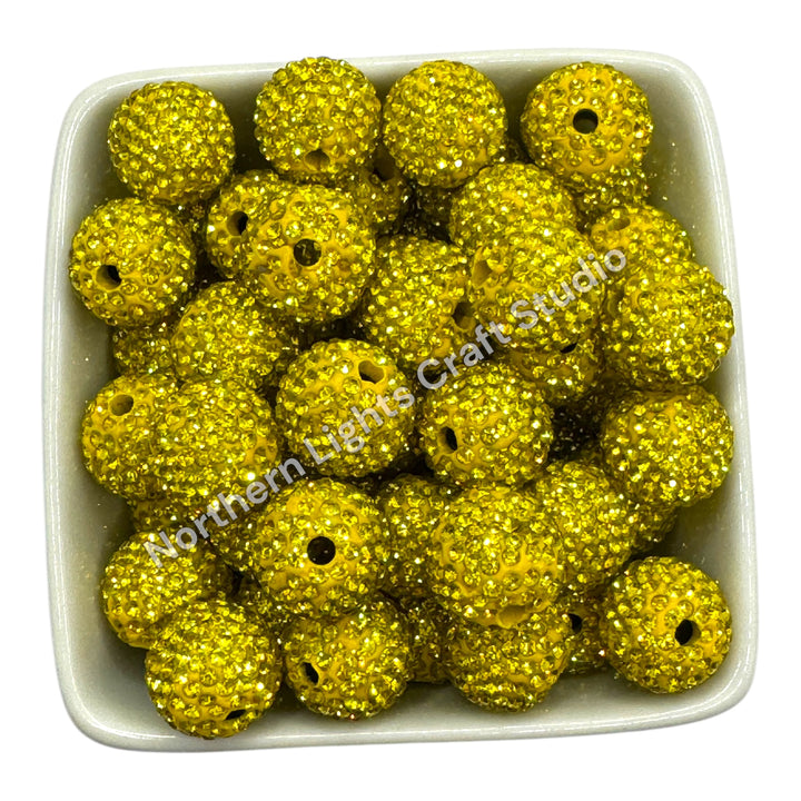 Yellow Rhinestone Clay BaseBeads-16mm - 10pc.