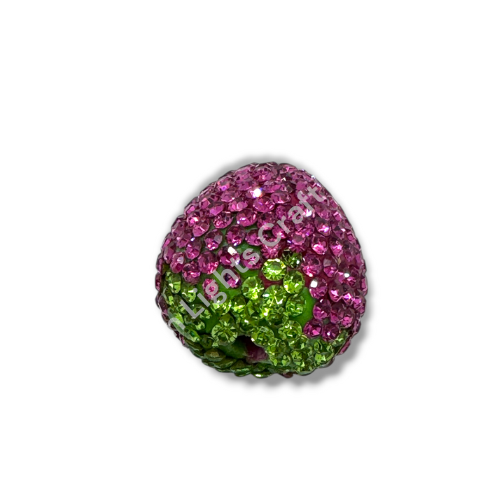 Rhinestone Strawberry Beads -Small or Large Sizes - 1pc.