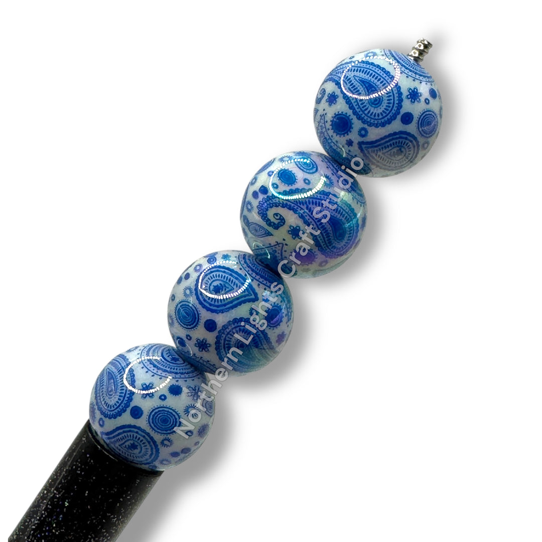 Paisley Bandana Printed 16mm Acrylic Beads - 20pc.