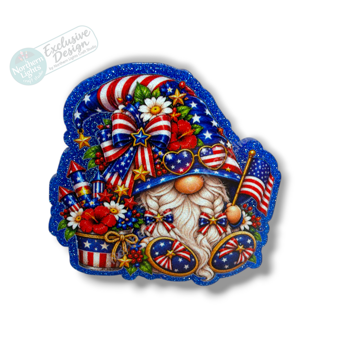 Patriotic Gnome Flat Back Acrylic 2pc. - Design Exclusive!