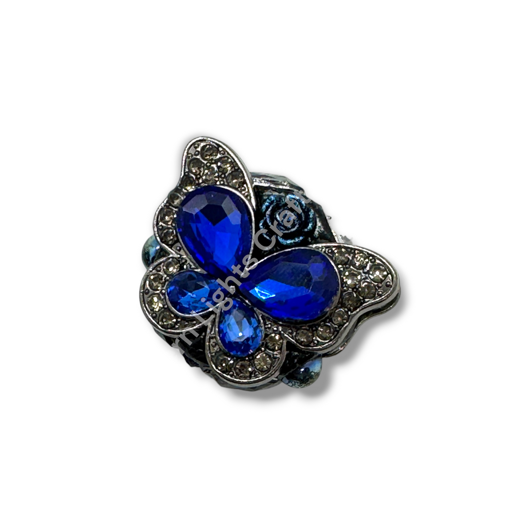 Fancy Crystal Butterfly Gunmetal Clay Base Beads - 1pc.
