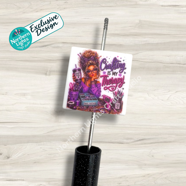Crafting is My Therapy Printed Silicone Focal - Exclusive Design!