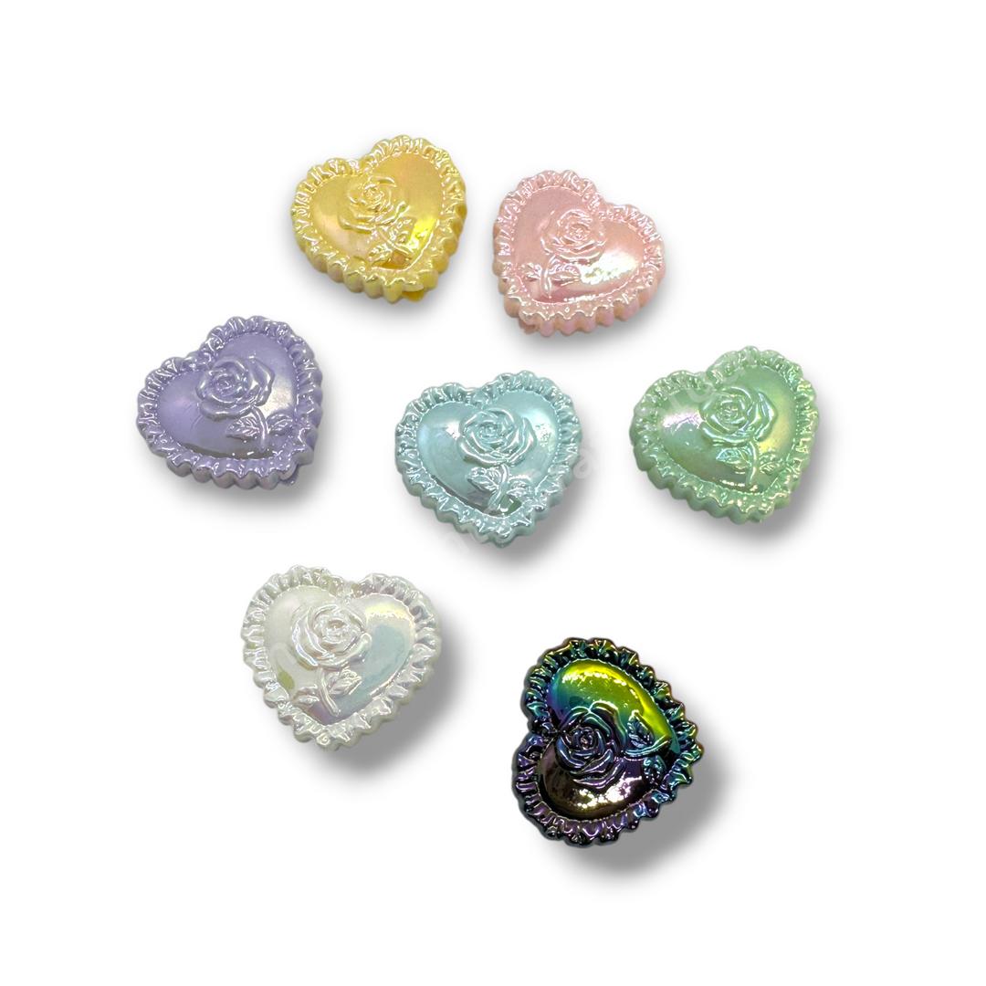 Acrylic Rose Heart UV Focal Beads - 10 pc. Mix - LIMITED QUANTITY