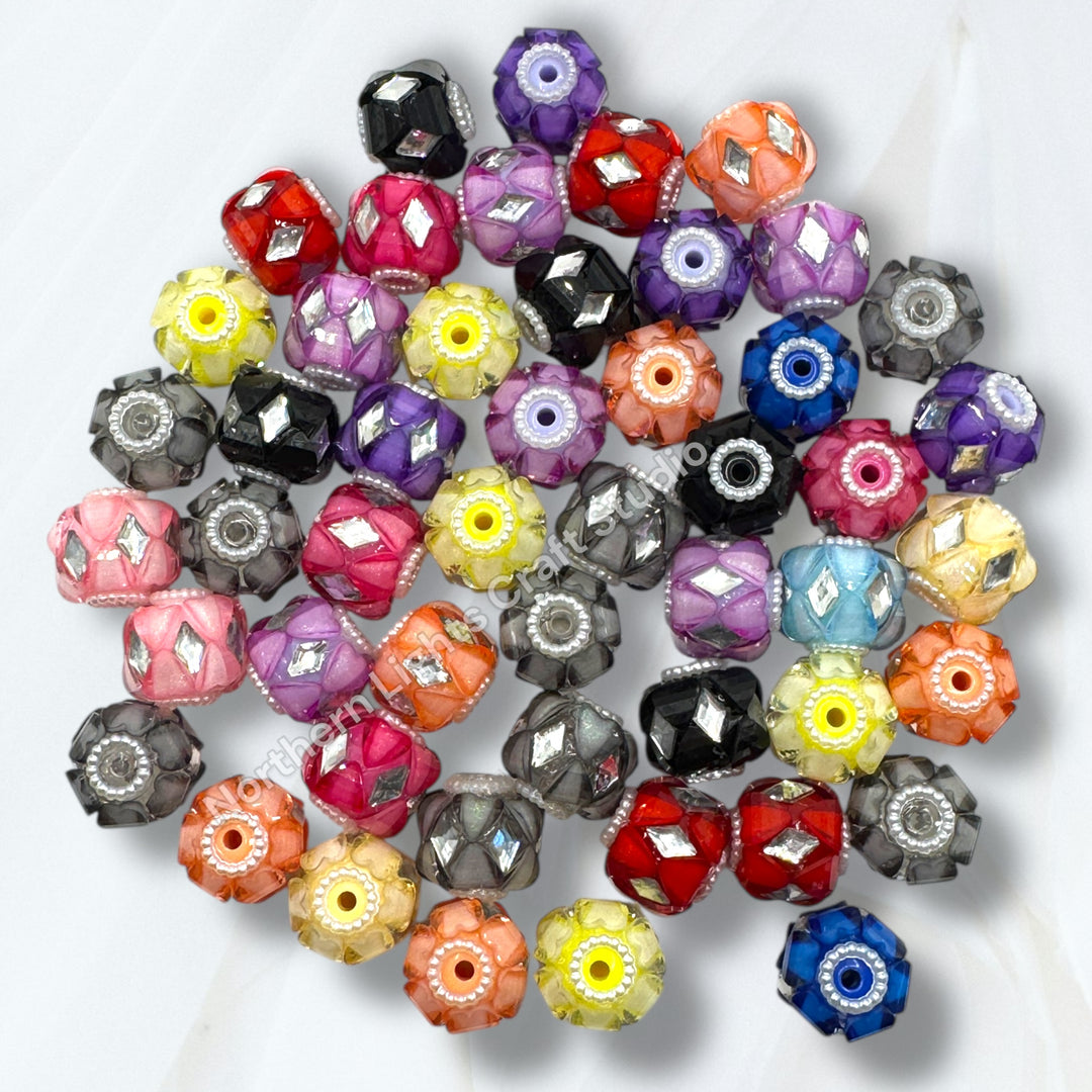Fancy Silver Diamond Accent Heart Bead Mix - 10pc. Mix