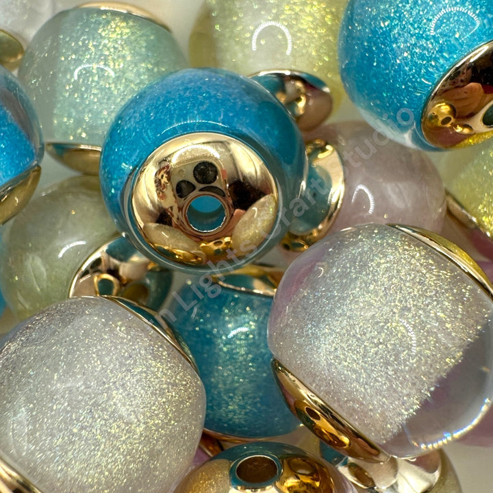 Glitter Gold Cap Layered Galaxy Bead 16mm - 20pc.