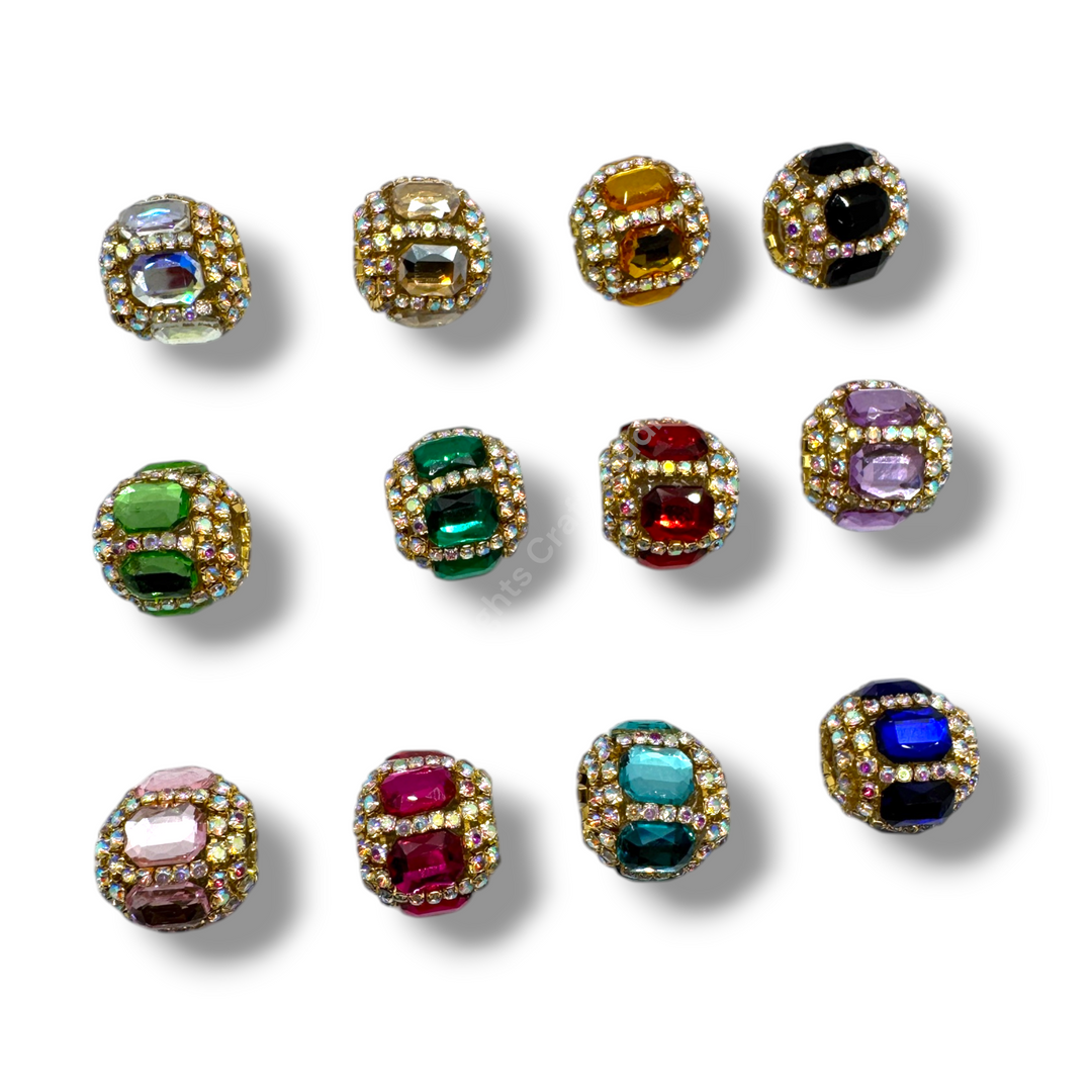 Fancy Gold AB Rhinestone Chain Crystal Mirror Beads -3pc.Single or 10pc. Mix