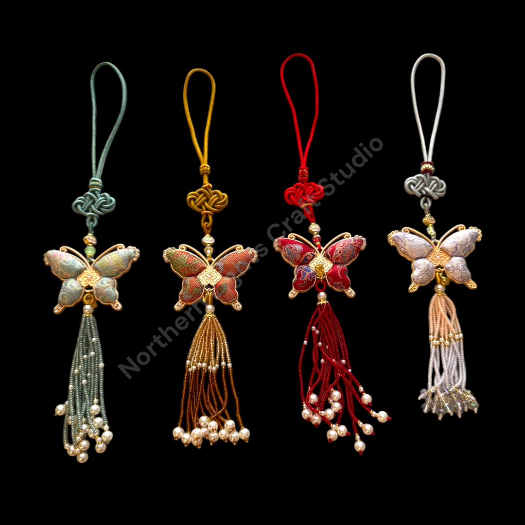 Song Brocade Long Butterfly Keychain / Decorative Hanging Charm