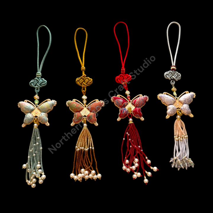 Song Brocade Long Butterfly Keychain / Decorative Hanging Charm